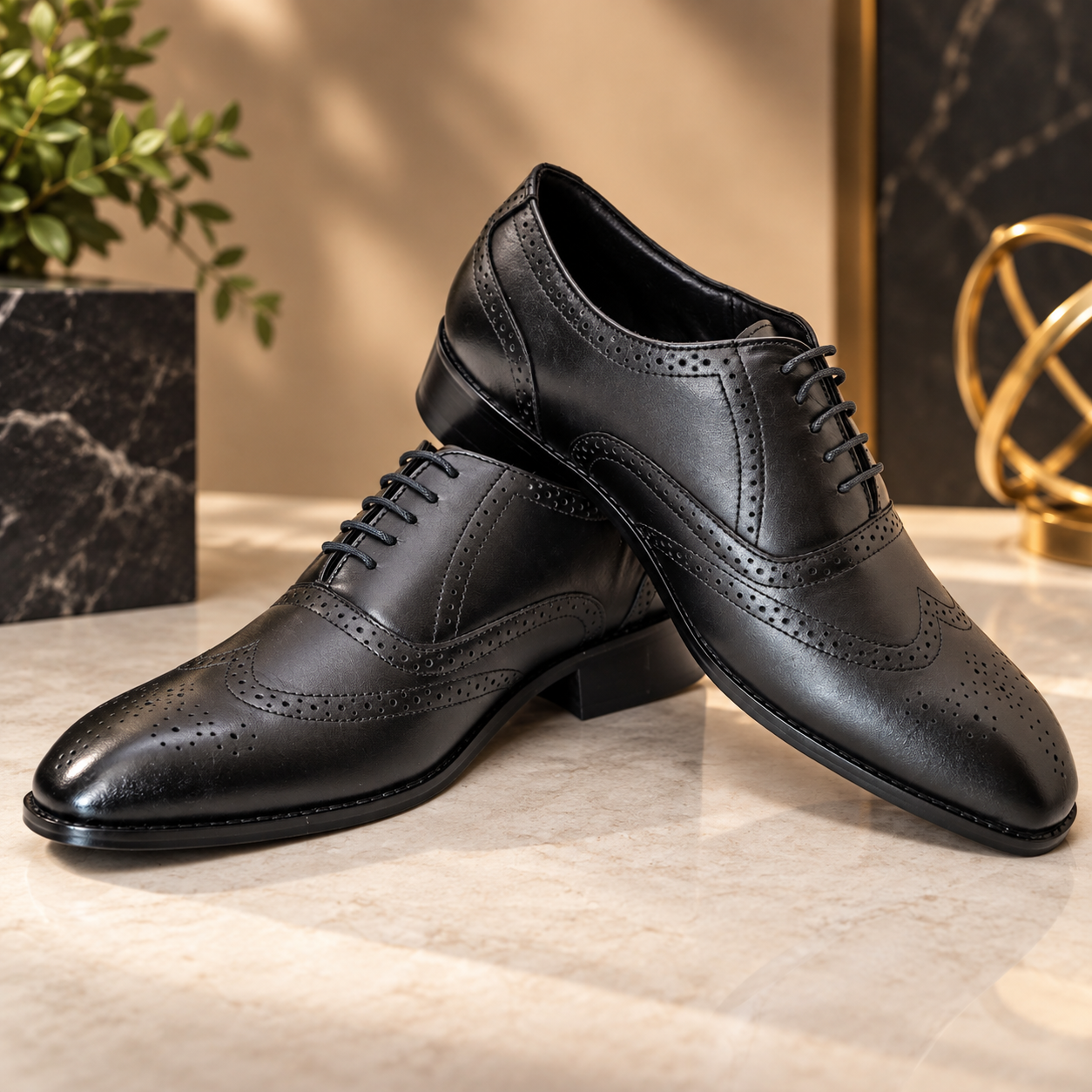 Luxo Veloro Monarch Brogue Italian Leather Black/Brown Shoe - Image 4